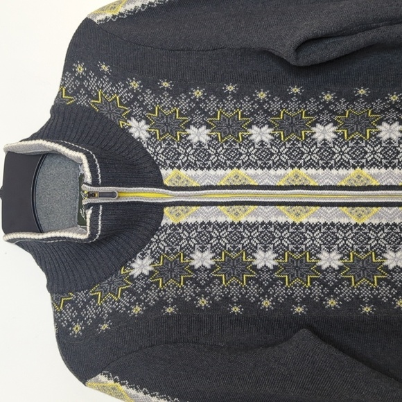 Eddie Bauer Gray Nordic Fair Isle Long Sleeve Full Zip Cardigan M - Picture 9 of 15